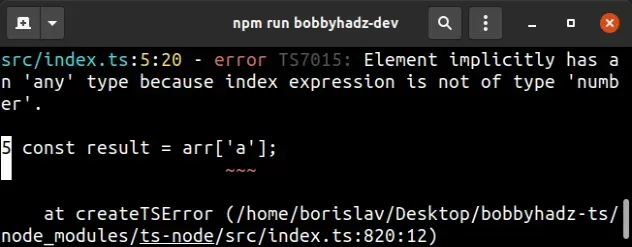 element implicitly has any type index expression not number