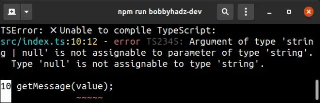 argument type null not assignable parameter string