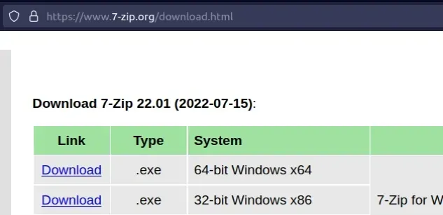 download 7zip executable