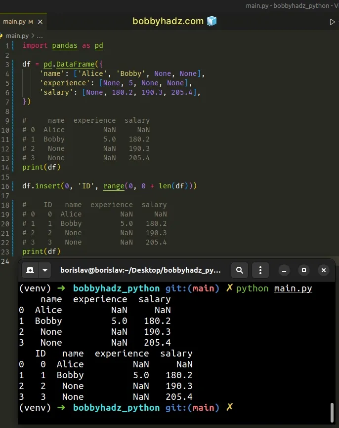 add column with incremental numbers to pandas dataframe