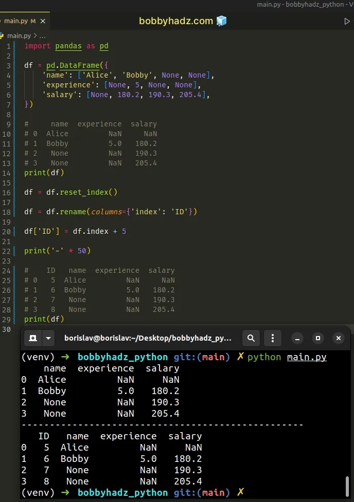 add column with incremental numbers using rename