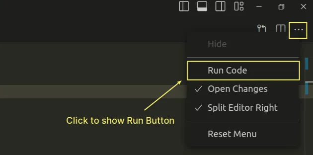 click to show run button
