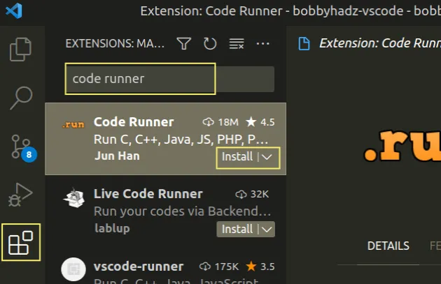install code runner extension