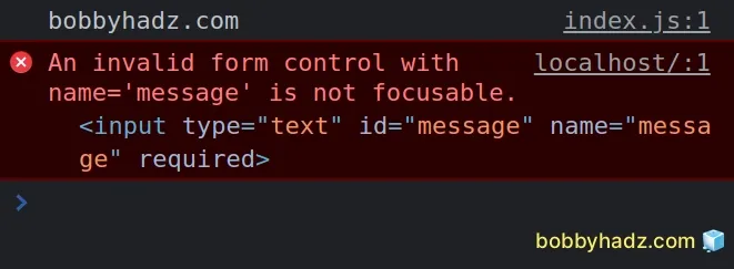 invalid form control with name is not focusable