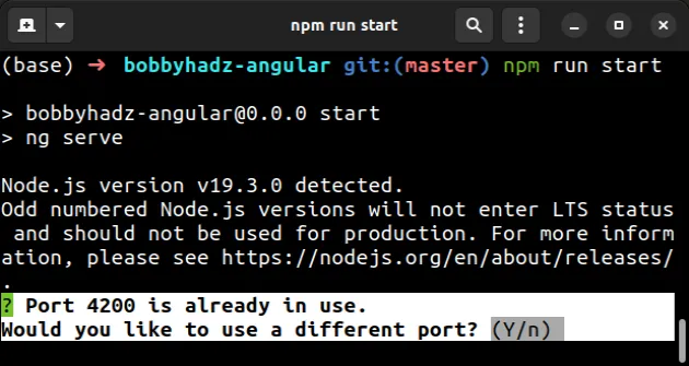 angular port 4200 is already in use
