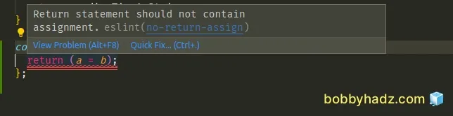 arrow function should not return assignment.(no return assign)