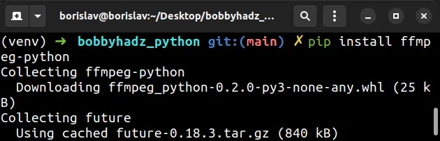 pip install ffmpeg python