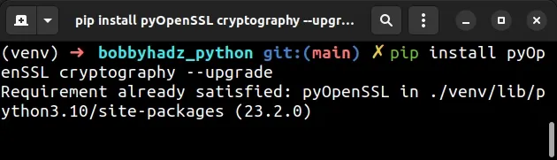 upgrade cryptography and pyopenssl