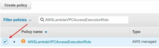 attach vpc access policy