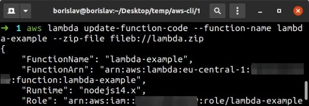 update lambda function aws cli
