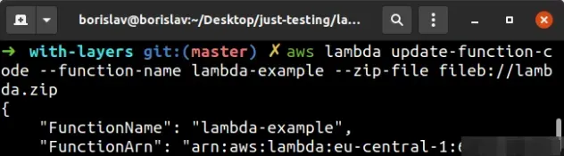 update lambda code with layers