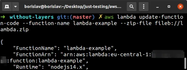 update lambda code