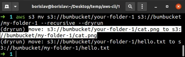 rename folder in bucket test mode