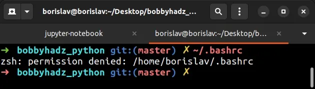 bashrc permission denied