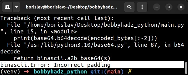 binascii error incorrect padding in python