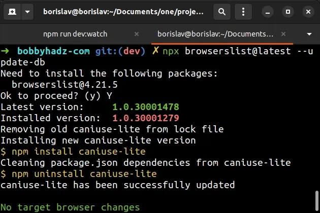npx browserslist update db