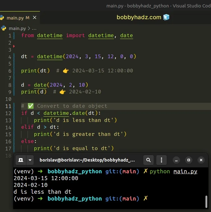 TypeError Can t Compare Datetime datetime To Datetime date Bobbyhadz