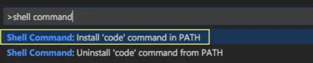 install code command in path