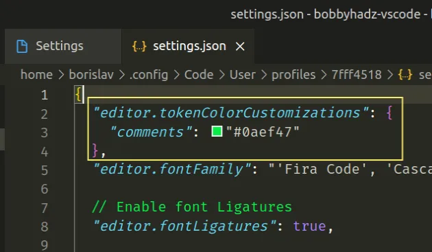 How to change the Color of Comments in Visual Studio Code | bobbyhadz