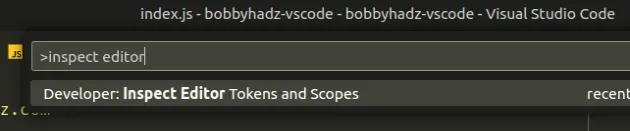 inspect editor tokens and scopes