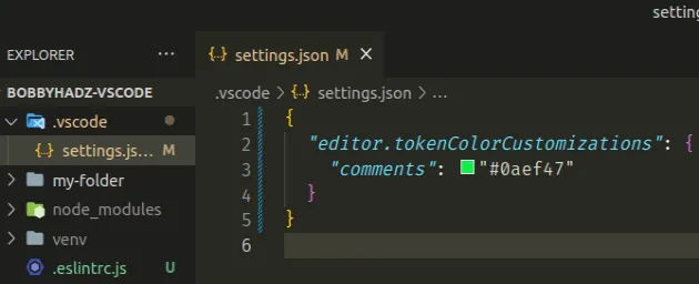 update comment color only for current project