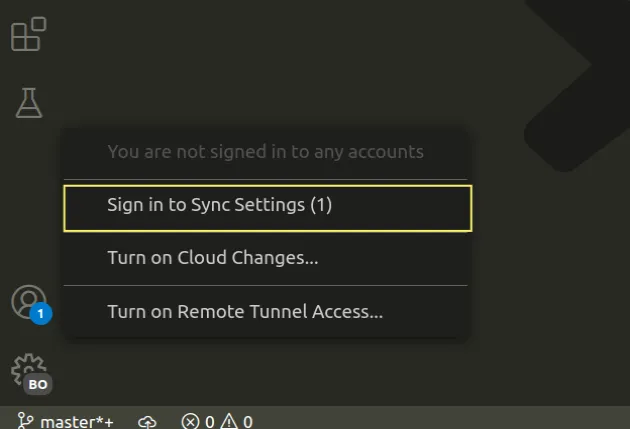 sign in to sync settings