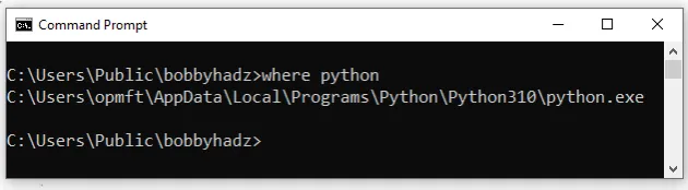 find path to python interpreter windows