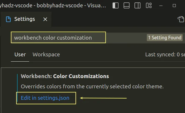 search workbench color customizations