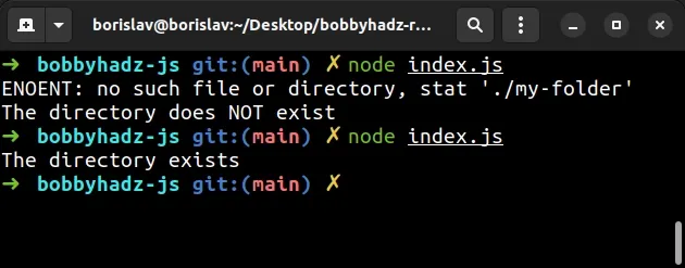 How To Check If A Directory Exists In Node js 6 Ways Bobbyhadz