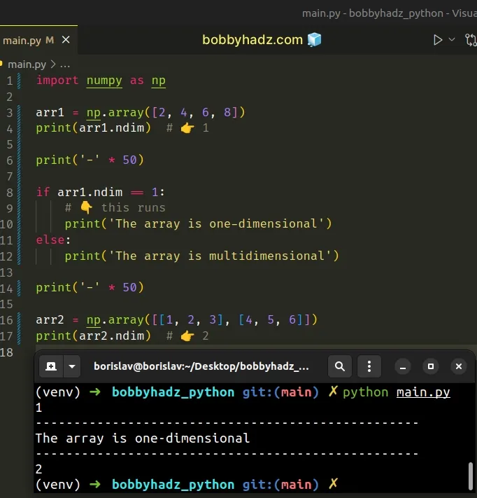 check if numpy array is multidimensional or one dimensional