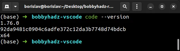 get vscode version command line