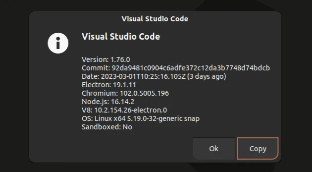 show visual studio code version