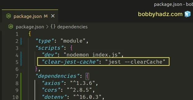 add clear jest cache script