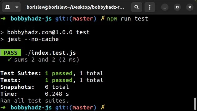 run tests with caching disabled npm