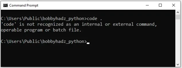 code is not recognized as internal or external command