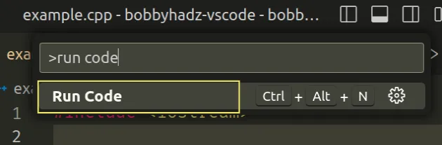 run code using command palette