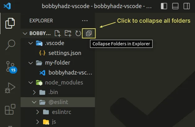 click button in sidebar to collapse all folders