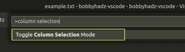 toggle column selection mode