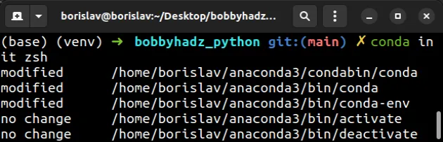 conda initialize shell type