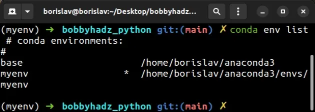 conda list environments