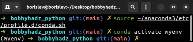 conda source environment