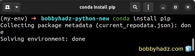 install pip in your conda environment