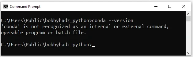 conda is not recognized as internal or external command