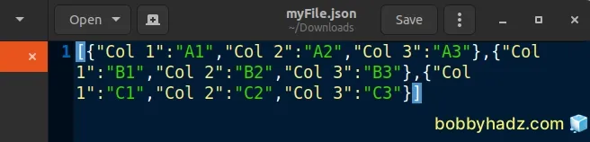 contents of exported json file