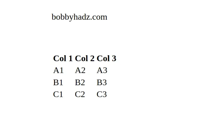 example table
