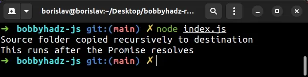 copy folder recursively in node js using async await