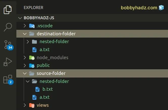 copy folder recursively in node js