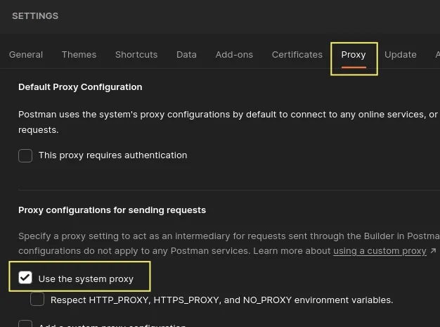 try enable use system proxy