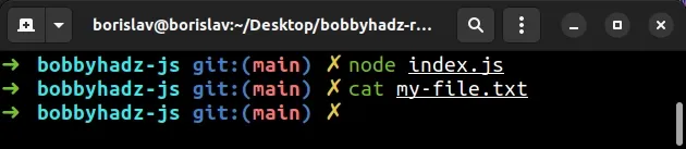 create empty file in node js