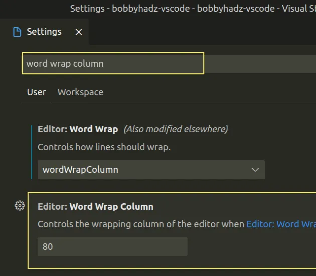 update editor word wrap column